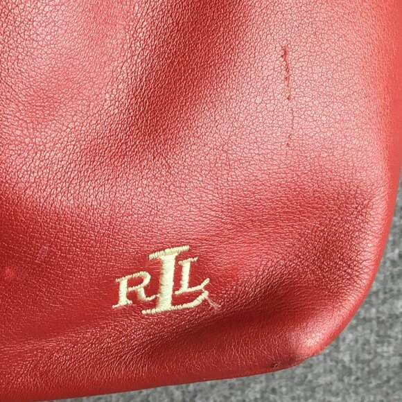 Vintage Red Leather Ralph Lauren Hobo Handbag Purse Shoulder Clutch - Picture 11 of 11